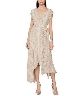 Vestido envelope feminino BCBGMAXAZRI com estampa de cobra rosa tamanho grande