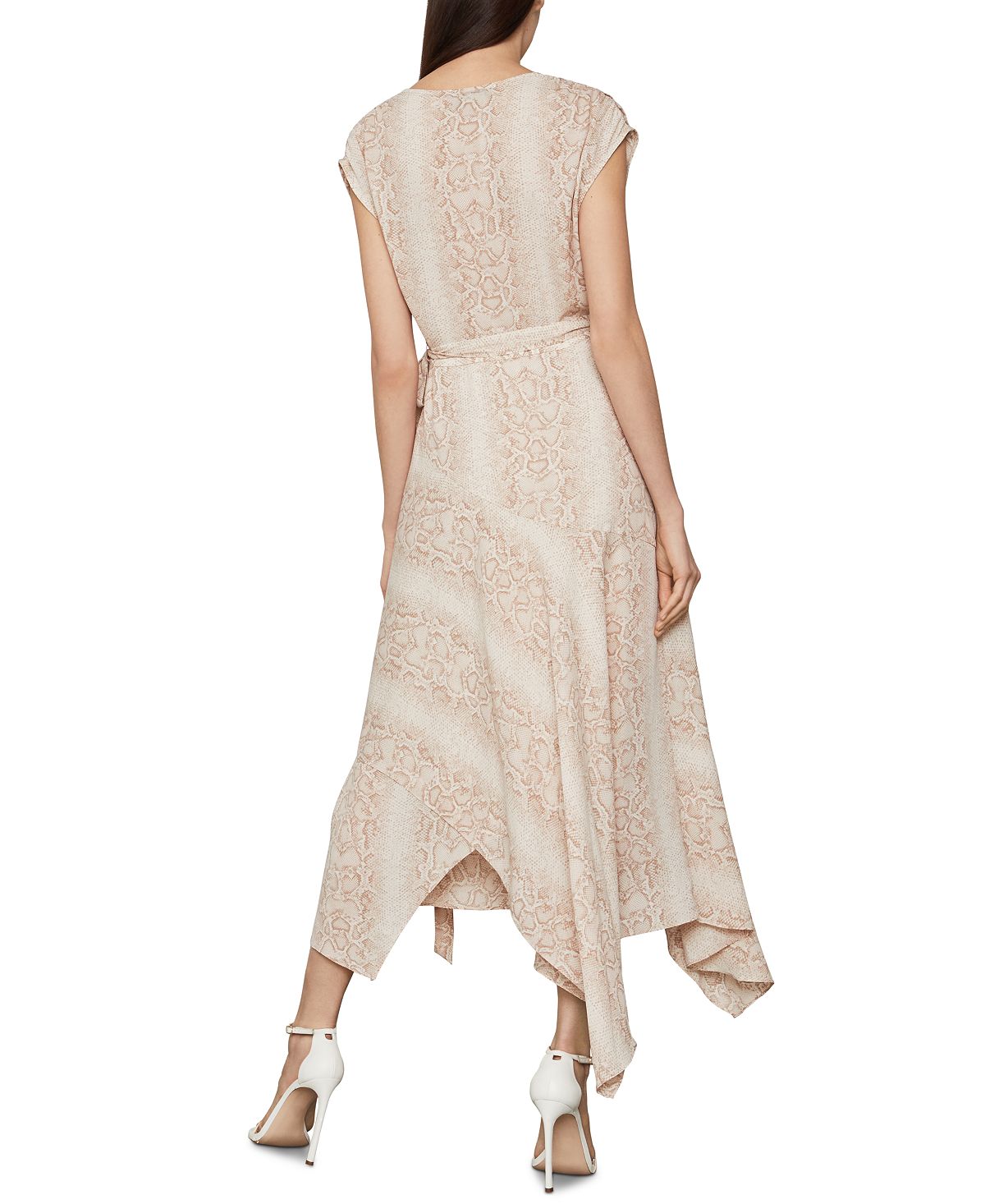 Vestido envelope feminino BCBGMAXAZRI com estampa de cobra rosa tamanho grande