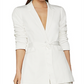 BCBGMAXAZRIA Blazer feminino com amarração na cintura, branco, tamanho pequeno