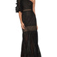 BCBGMAXAZRIA Vestido de noite feminino estilo império, de um ombro, preto, tamanho 8