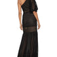 BCBGMAXAZRIA Vestido de noite feminino estilo império, de um ombro, preto, tamanho 8