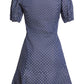 BCBGMAXAZRIA Vestido curto feminino com manga bufante e ajuste evasê, azul, tamanho X-S