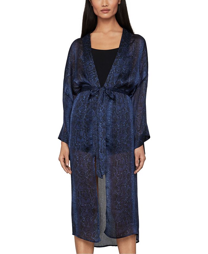 Jaqueta feminina leve com estampa de cobra BCBGMAXAZRIA, azul, tamanho X-S
