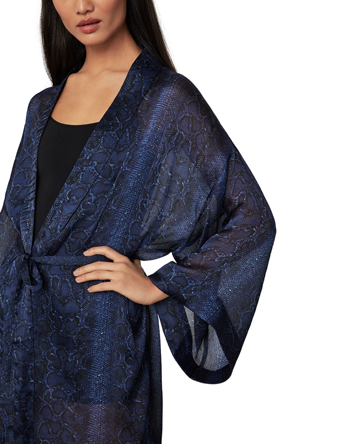 Jaqueta feminina leve com estampa de cobra BCBGMAXAZRIA, azul, tamanho X-S