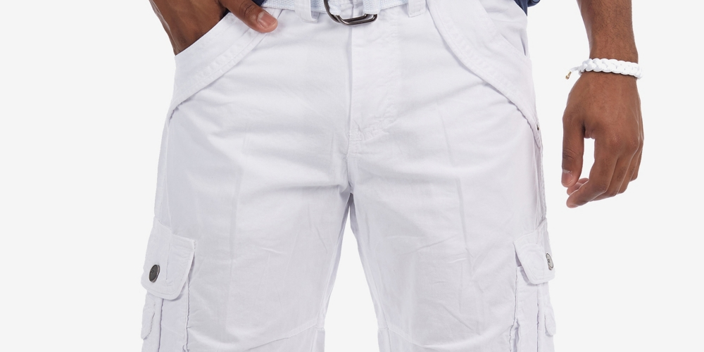 X-ray Shorts Cargo Masculino com Cinto e Bolso Duplo Branco Tamanho 38
