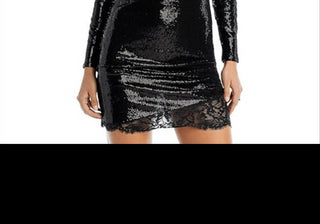 Vestido curto feminino L'Agence com lantejoulas, preto