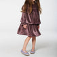 Deux Par Deux - Pleated Metallic Dress with Frills