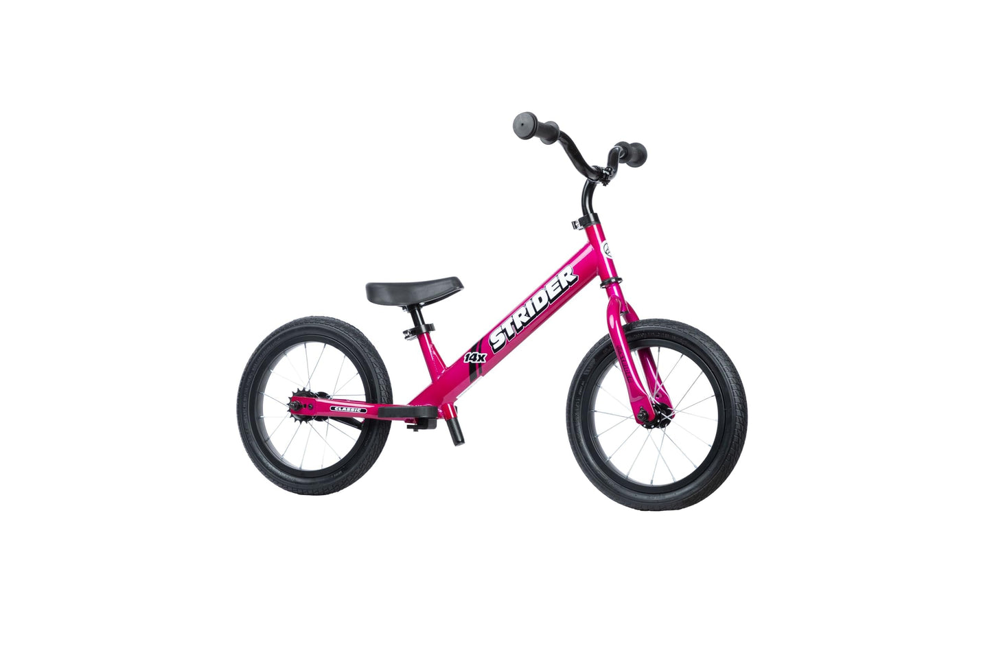 Strider 14x Funky Fuschia Balance Bike for Kids 3 to 6 Years  Includes Custom Grips Padded Seat Performance Footrest  AllPurpose TiresEasy Assembly  Adjustments