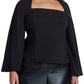 ELOQUII Women's Plus Size Square Neck Seam Detail Top - 14, Black Onyx