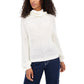 Planet Gold Womens Juniors Crochet Cowl Neck Sweater White L