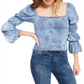 Rewash Junior's Tie Dyed Smocked Ruffle TrimTop Azul Tamanho Pequeno