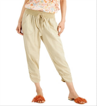 Rewash Junior's Ruched Hem Jogger Pants Brown Size Medium