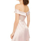 Sequin Hearts Womens Pink Belted Zippered Short Sleeve Off Shoulder Mini Fit + Flare Cocktail Dress Size 11