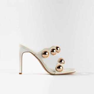 Anne Michelle - Women's Dome Stud Double Strap Heeled Sandal