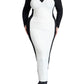 ELOQUII Women's Plus Size Maxi Sweater Dress with Colorblocked - 18/20, Black and White