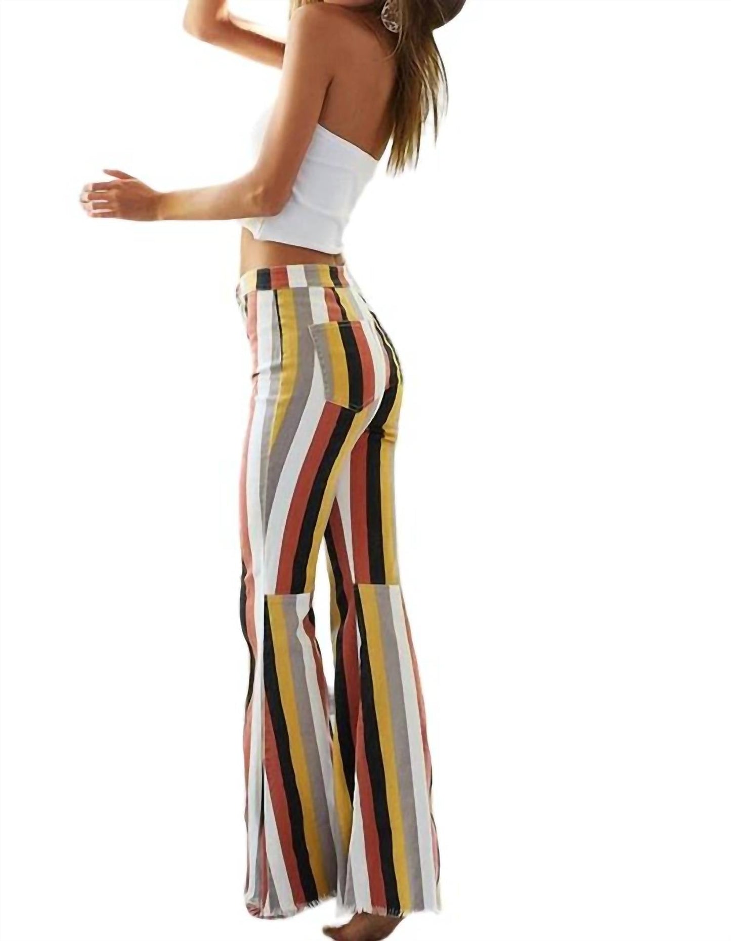 Bibi - Multicolor Stripe Bell Bottom Pants