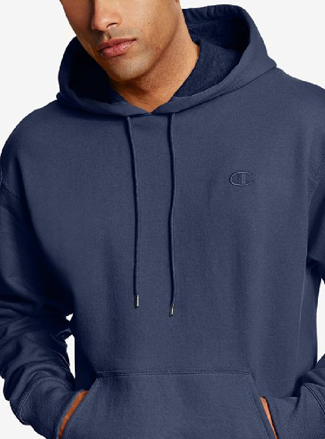 Moletom com capuz Champion Powerblend Fleece Masculino Azul Tamanho Médio