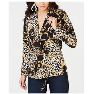 Thalia Sodi Blazer Feminino com Estampa Animal e Cinto, Tamanho Pequeno