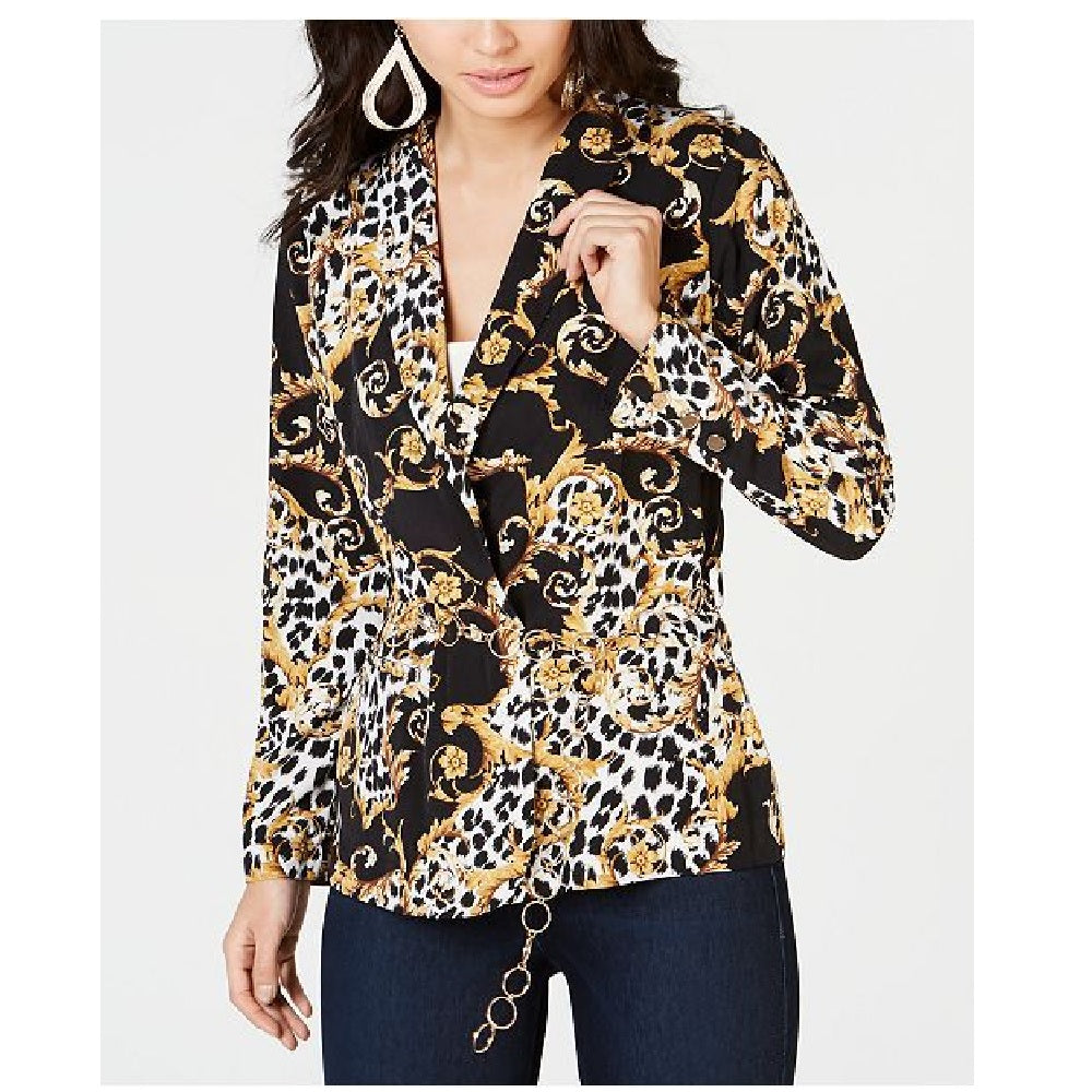 Blazer feminino com cinto e estampa animal Thalia Sodi, tamanho médio