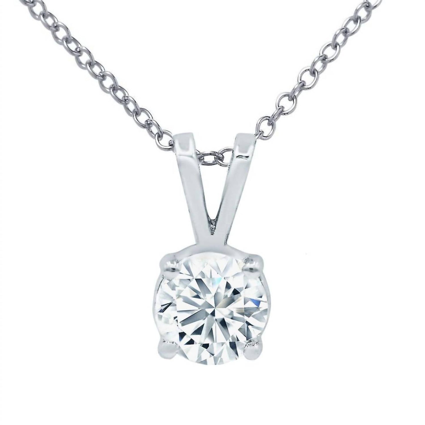 Diana M Jewels - 14kt 0.50 Cts Lab Grown Diamond Solitaire Pendant 3 Prong Necklace