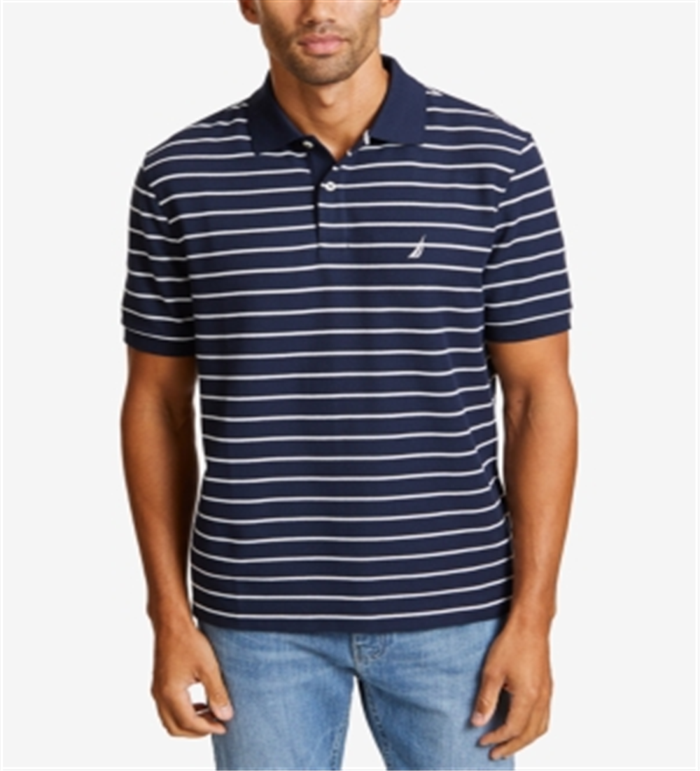 Camisa polo masculina listrada Nautica, azul, tamanho XX-G