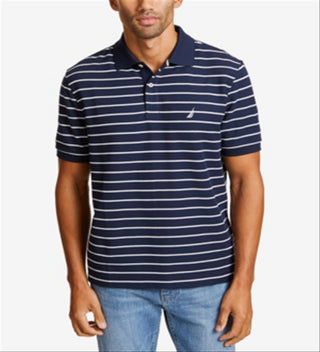 Camisa polo masculina listrada Nautica, azul, tamanho XX-G