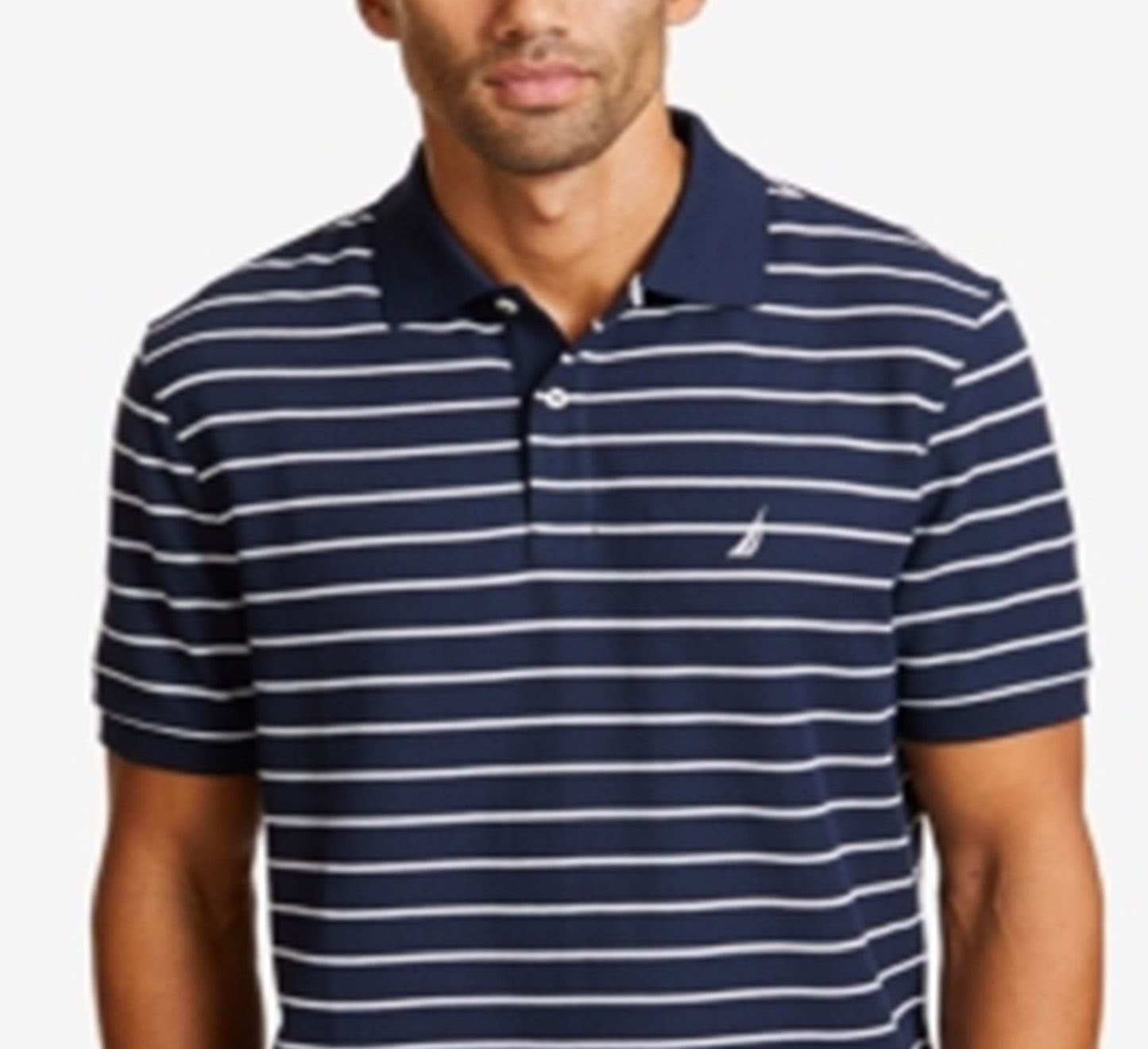 Camisa polo masculina listrada Nautica, azul, tamanho XX-G