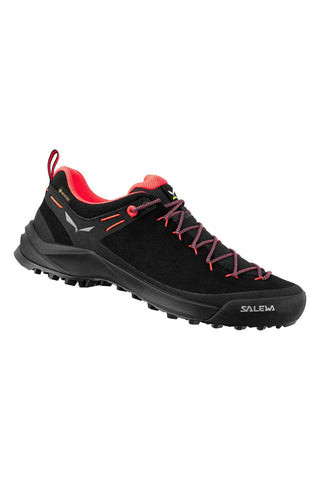Sapatos femininos Salewa Wildfire Leather - Preto/Coral Fluorescente