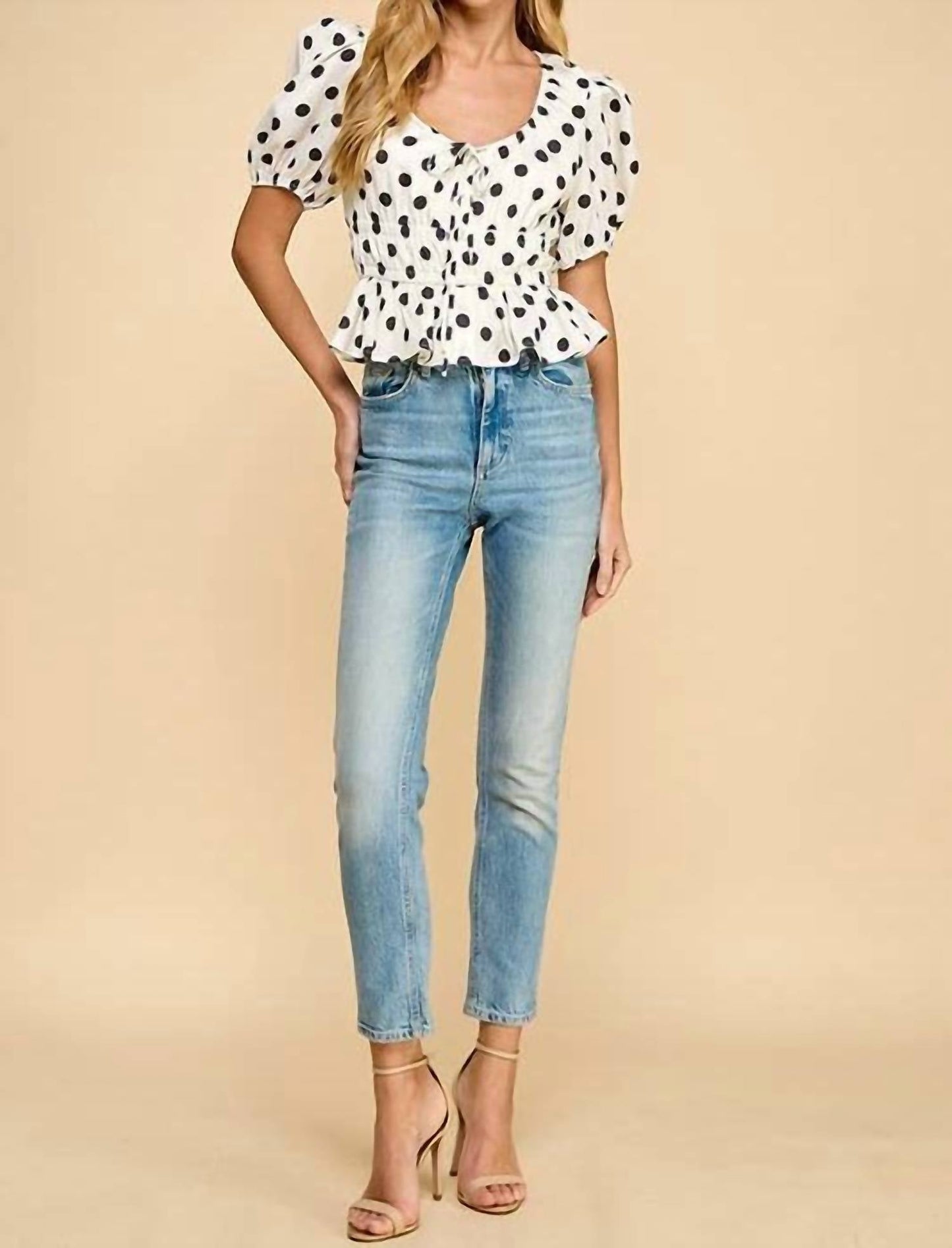 Tcec - Polka Dot Print Scoop Top