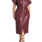 ELOQUII Women's Plus Size Faux Leather Midi Dress - 16, Tawny Port