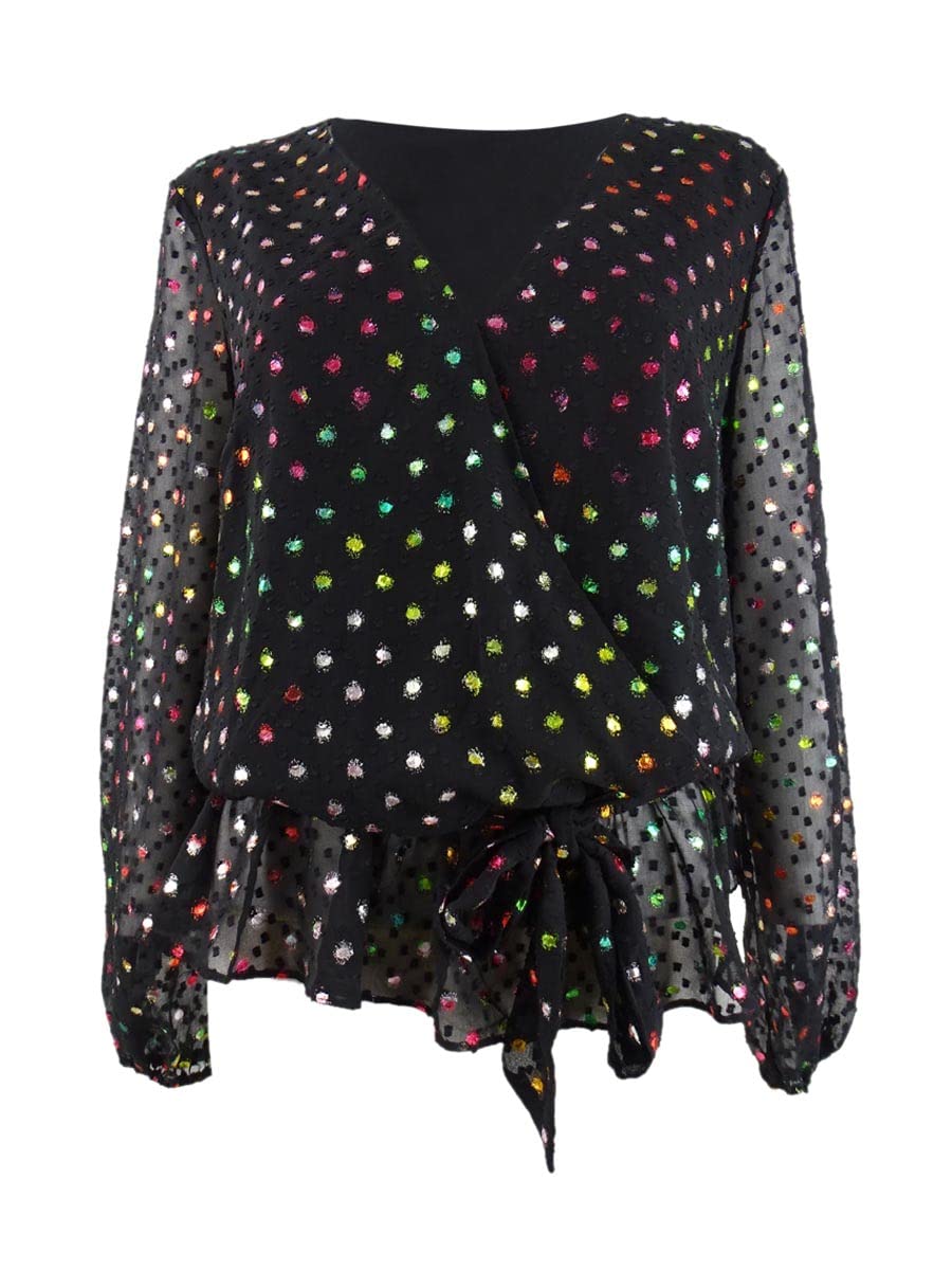 INC Conceitos Internacionais
 Top envolvente feminino com recortes Rainbow Clip-Dot da Concepts, preto, tamanho médio