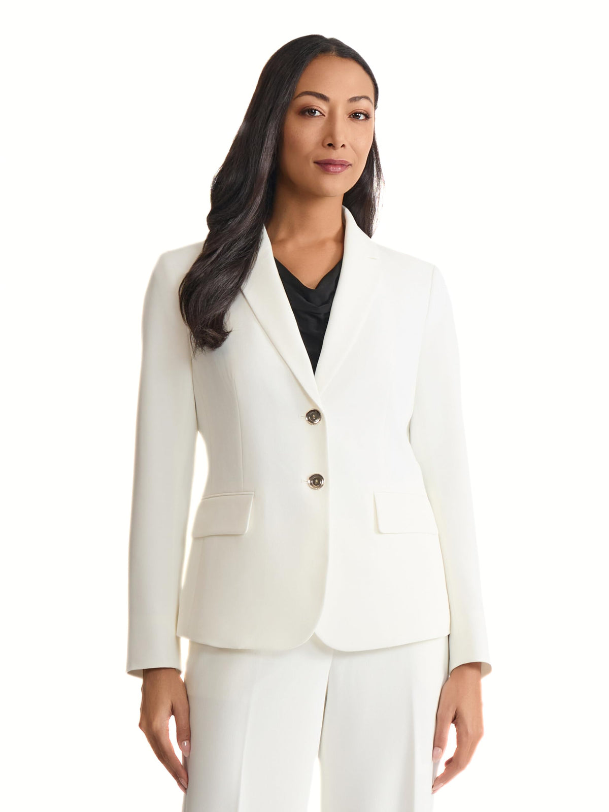 Kasper Petite Stretch Crepe Two Button Blazer