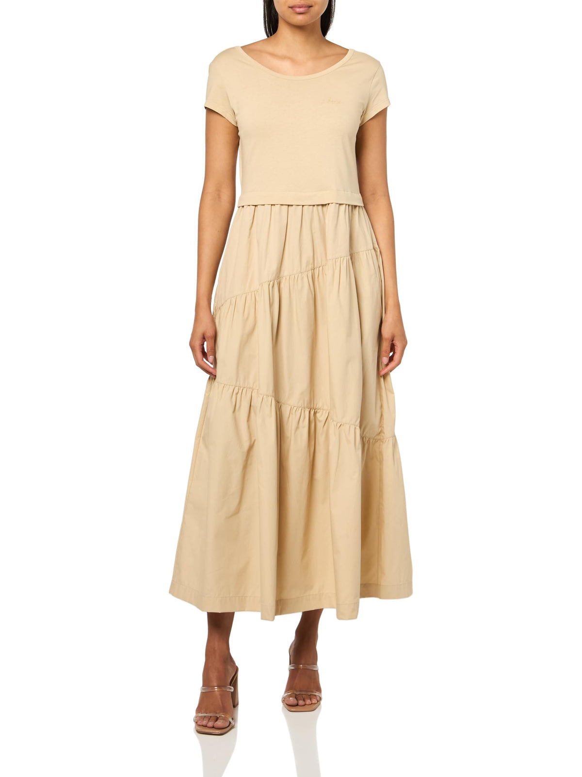 BOSS Hybrid Jersey T Shirt Maxi Dress Soft Sand Size Small