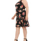 Love Squared Womens Plus Floral Casual Two Piece Dress Black 1X