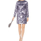 Vince Camuto Women's Sequined Snake-Embossed Shift Dress Blue Size 16