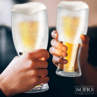 Freezer Beer Glass, Upside Down Beer Bottle Frozen Cup for Ice Cold Drinks (Double Walled Insulated) Great Gift for Beer Lovers (Gift Boxed)