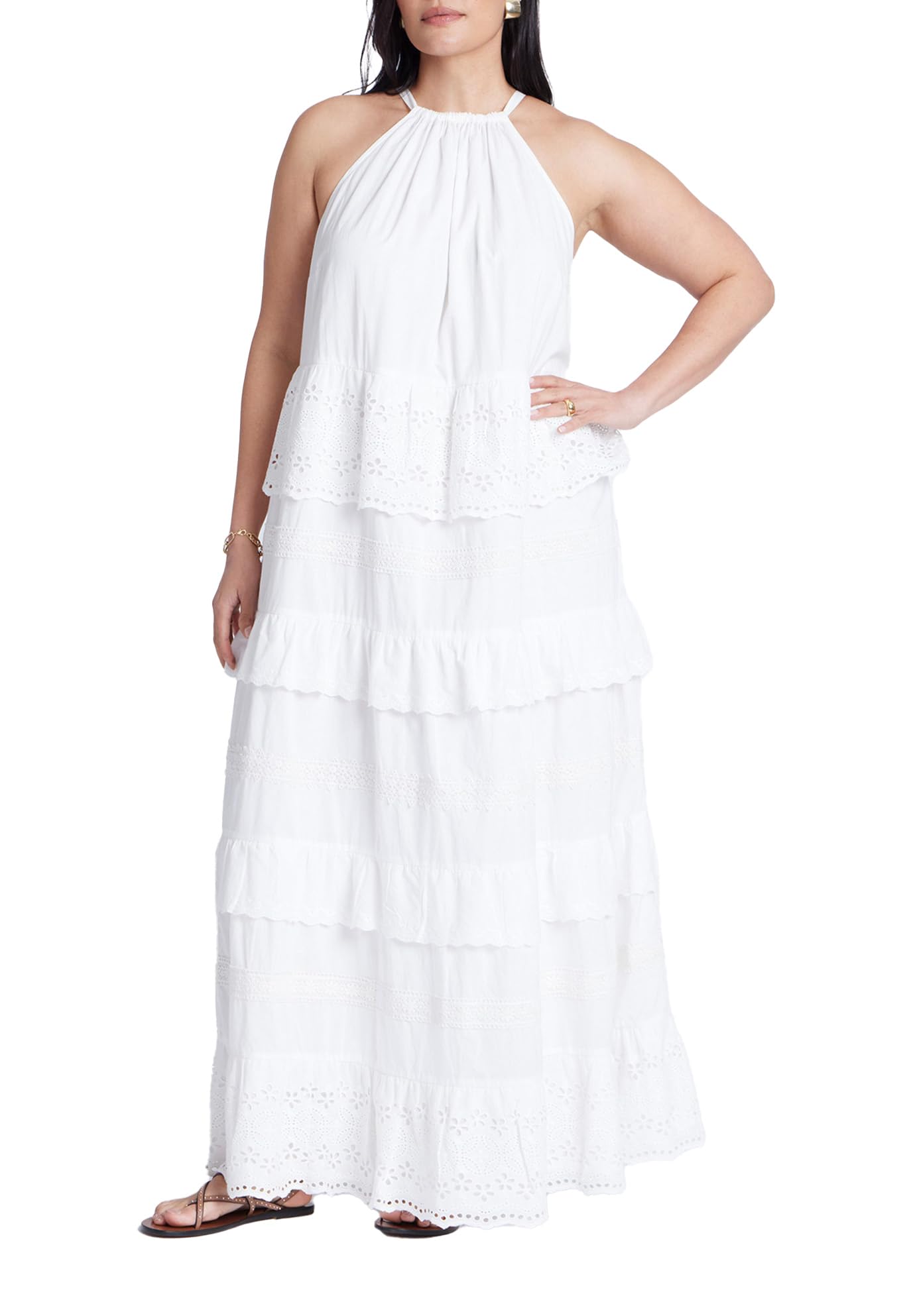 ELOQUII Women's Plus Size Lace Detail Aline Dress - 20, Jet Stream