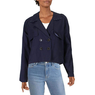 Jaqueta Trench Feminina Crop para Clima Frio Maison Jules Azul M