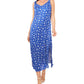 Vince Camuto Womens Blue Sheer Slitted Floral Sleeveless V Neck Tea-Length Shift Dress XS