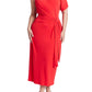 ELOQUII Women's Plus Size Off The Shoulder Tie Front Midi Dress - 14, Lychee