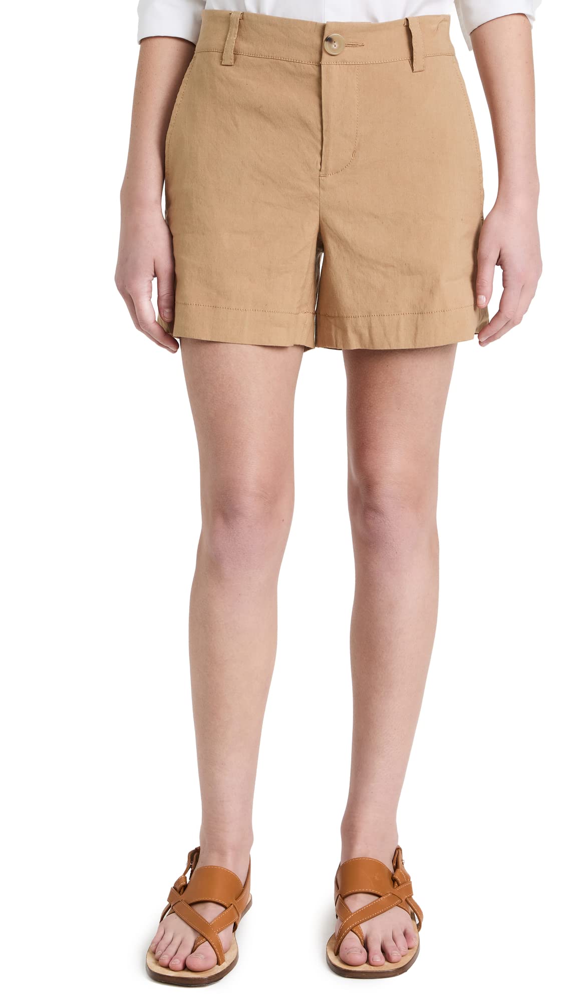 Vince Women's Casual Linen Shorts, Almond, Tan, 14