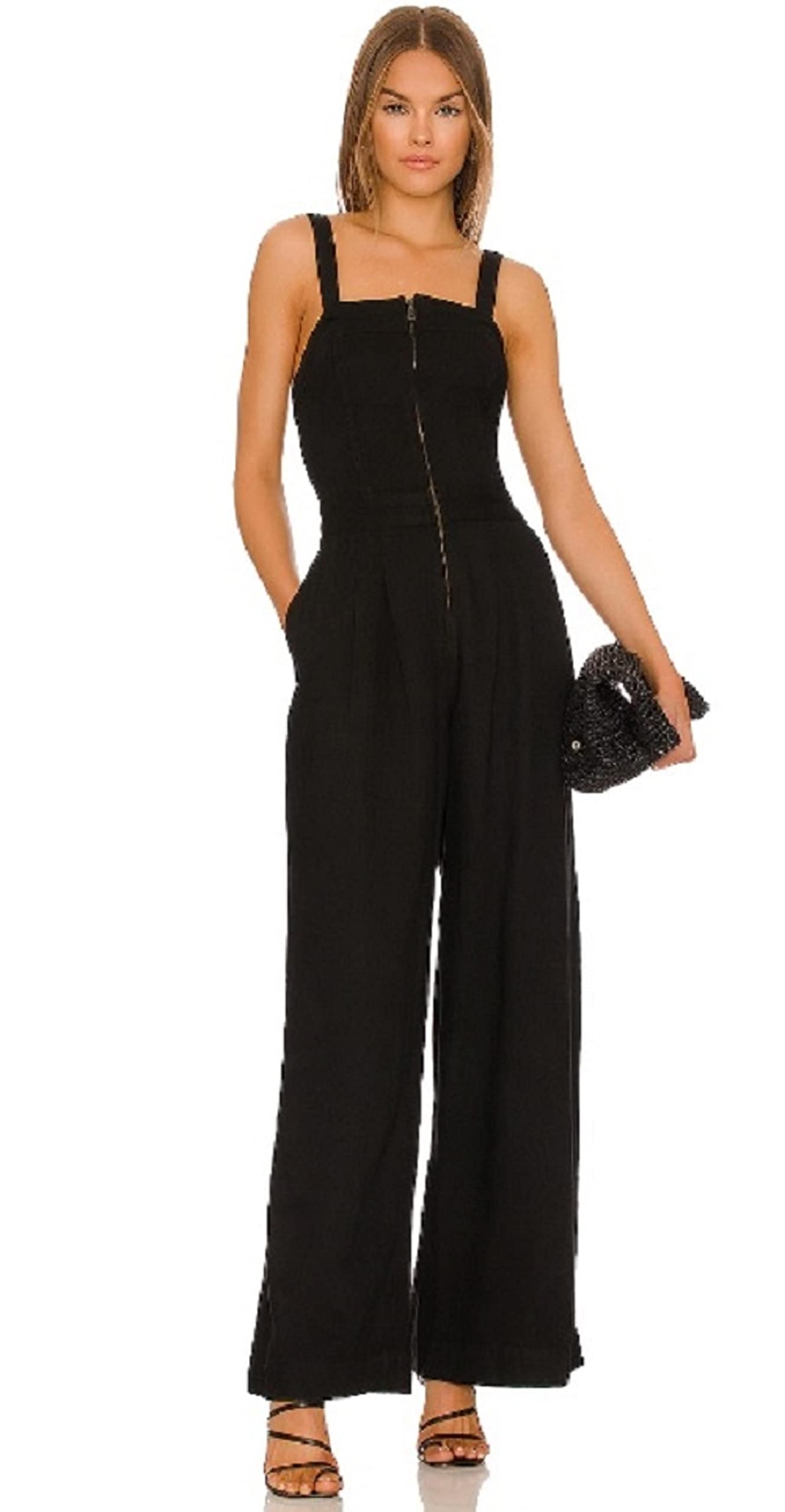 Free People Call on Me Jumpsuit Black Medium