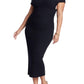 ELOQUII Women's Plus Size Cross Front Rib Midi Sweater Dress - 22/24, Black Onyx