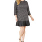Michael Michael Kors Microcheck Ruffle Hem Sheath Dress Size 0X Black White