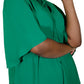 ELOQUII Women's Plus Size Bow Blouse with Flutter Sleeve - 26, Green Lake
