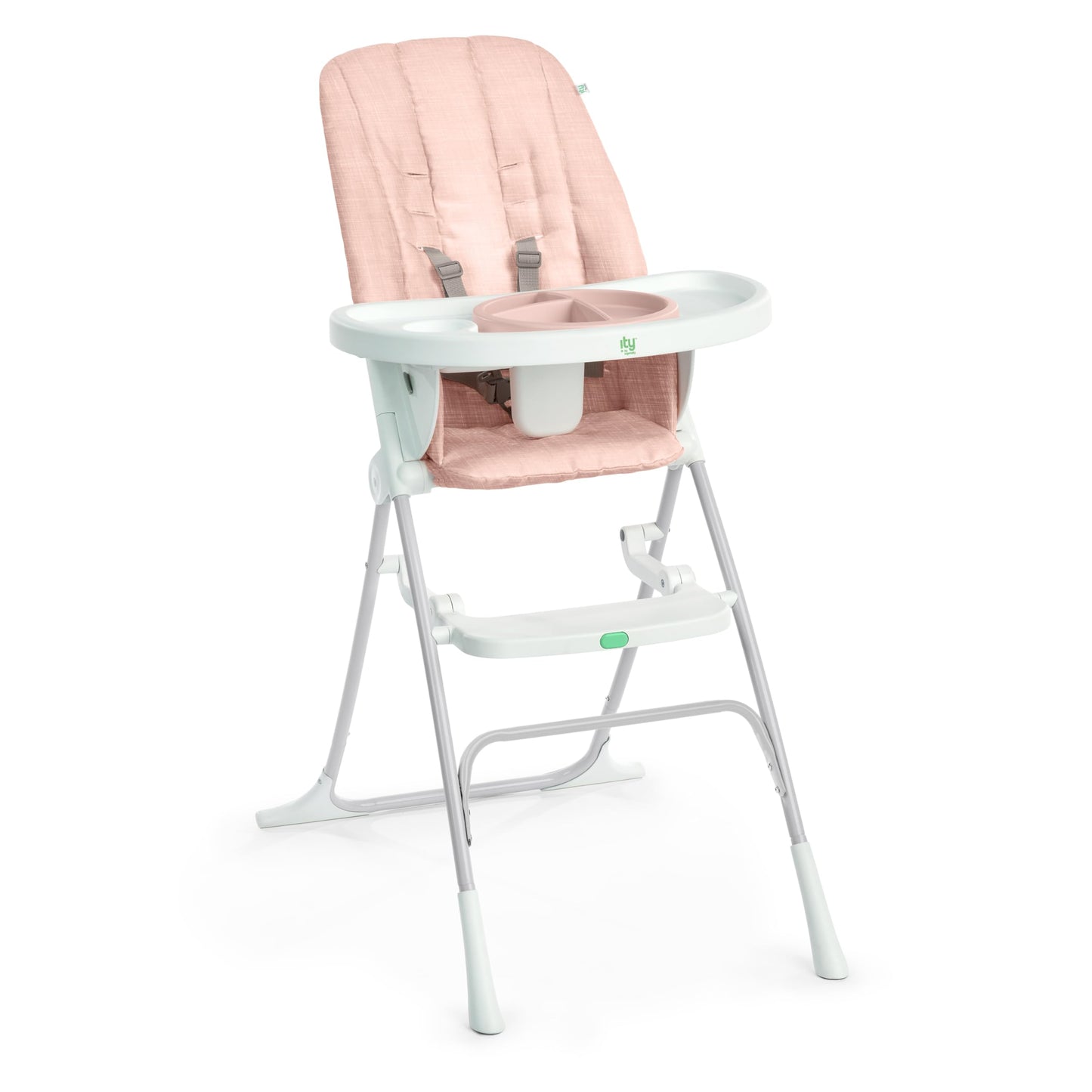 Ingenuity ity by Ingenuity Sun Valley Compact Folding High Chair FoodGrade Safe Plate Safety Harness for Ages 6 Months and Up Unisex  Grey