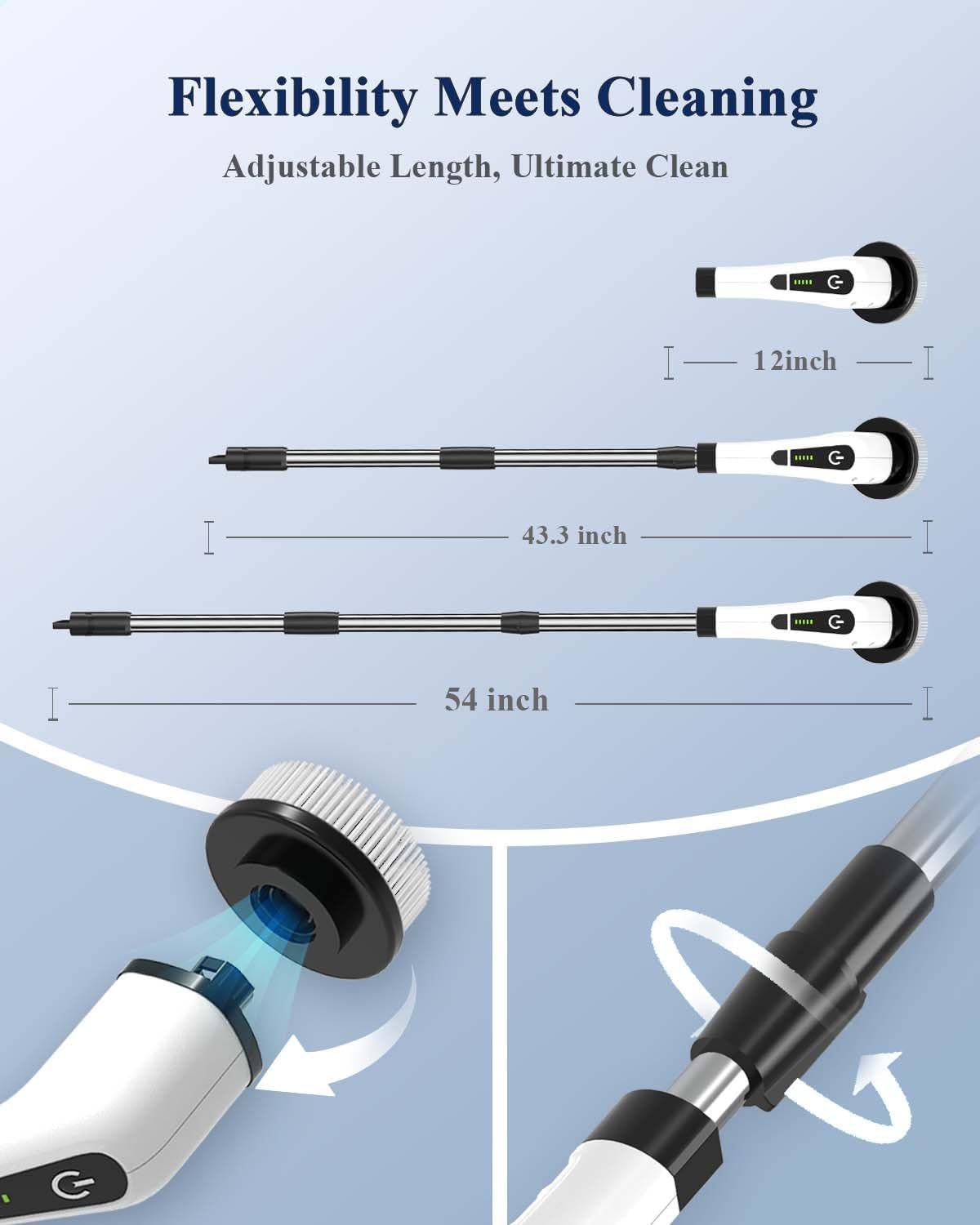 Escova de limpeza elétrica para chuveiro sem fio - Escova de limpeza elétrica para banheira de azulejo