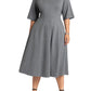 ELOQUII Women's Plus Size Seam Detail Ponte Workwear Midi Dress - 22, Grey Heather