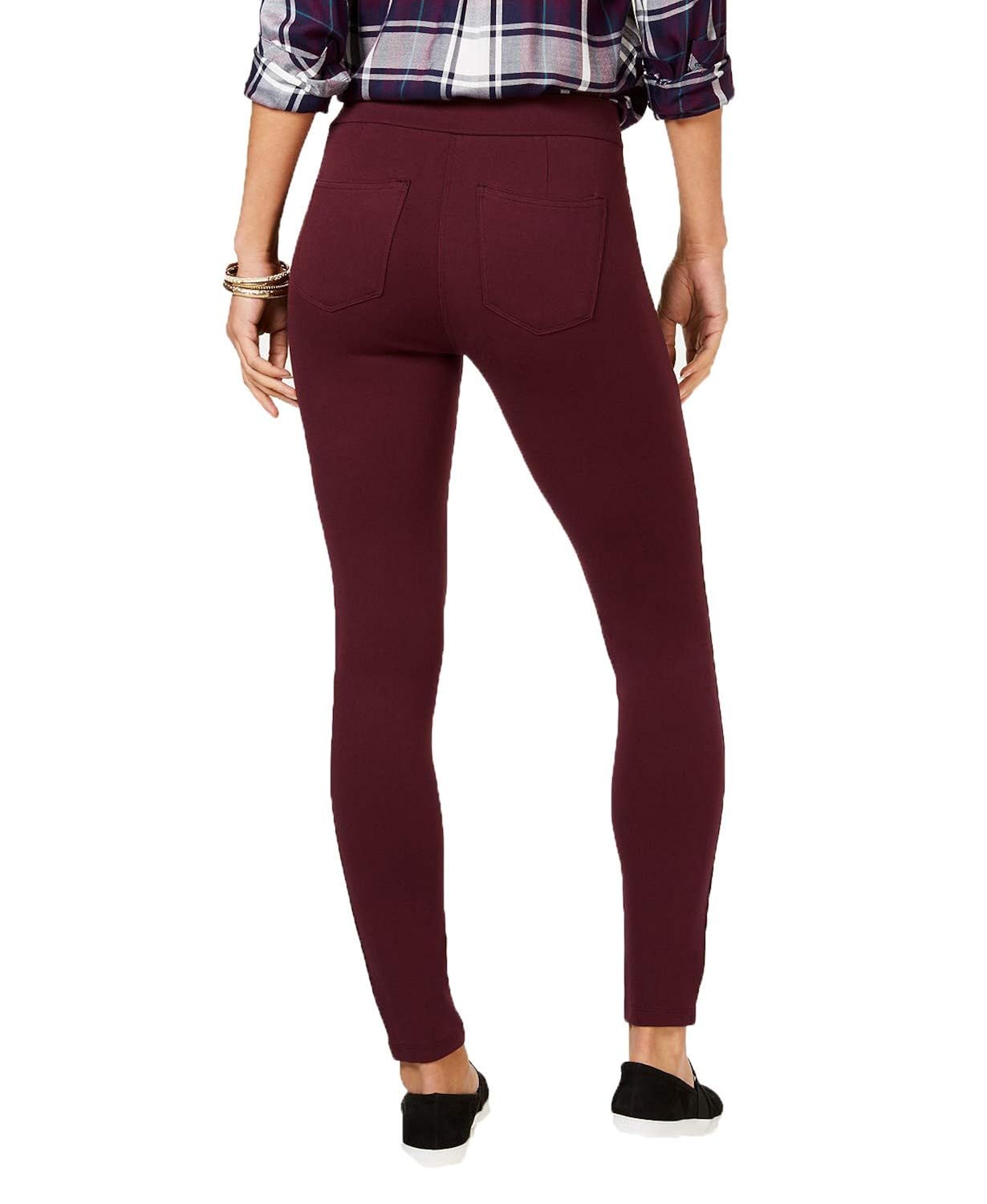 Leggings femininas de malha ponte com costura frontal pequena da Style &amp; Co Berry Jam, tamanho pequeno