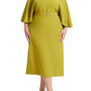 ELOQUII Women's Plus Size Cape Sleeve Belted Midi Dress - 20, Camp Green